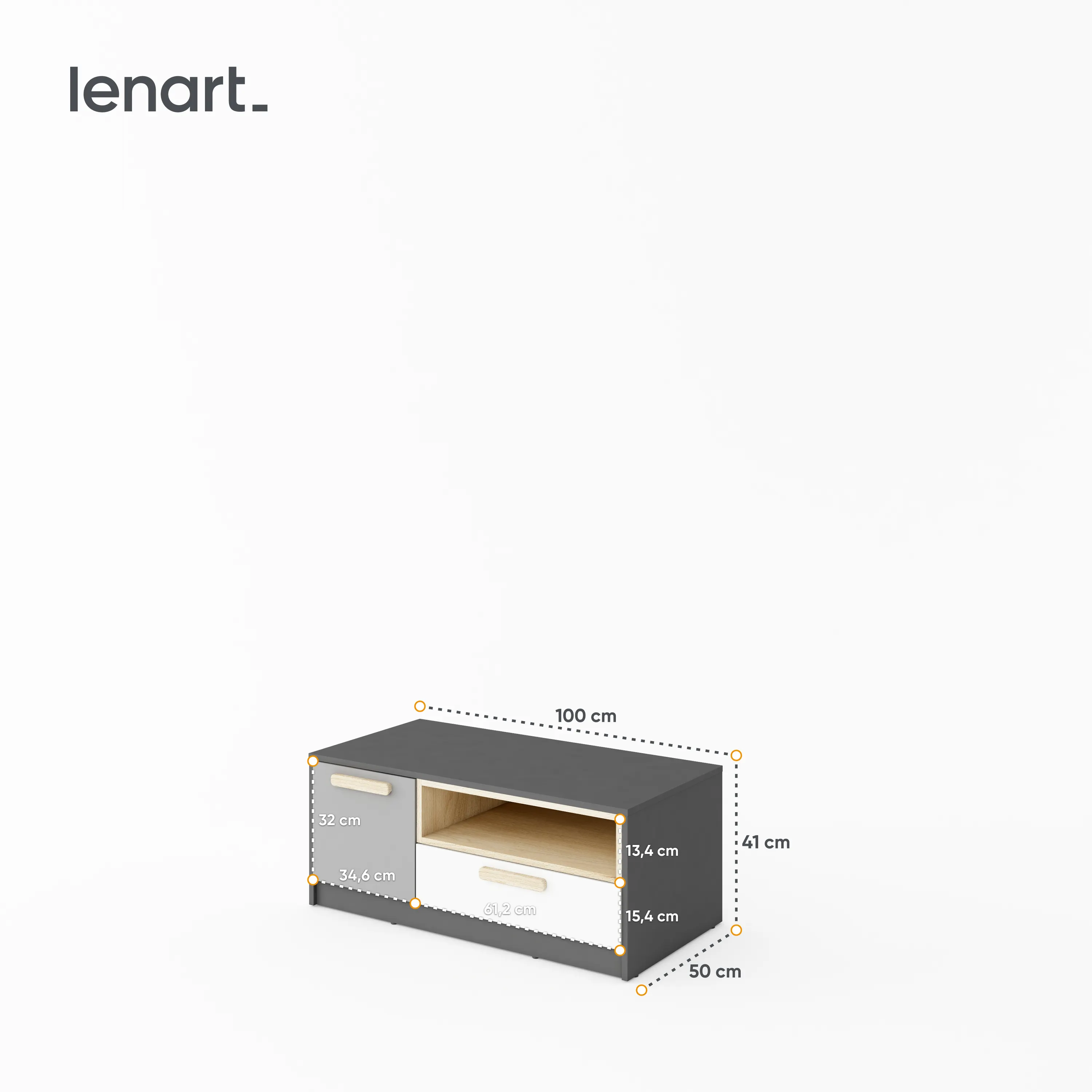 Szafka RTV Pok PO-11 grafit/buk ibsen/szary jasny - PO11GBS