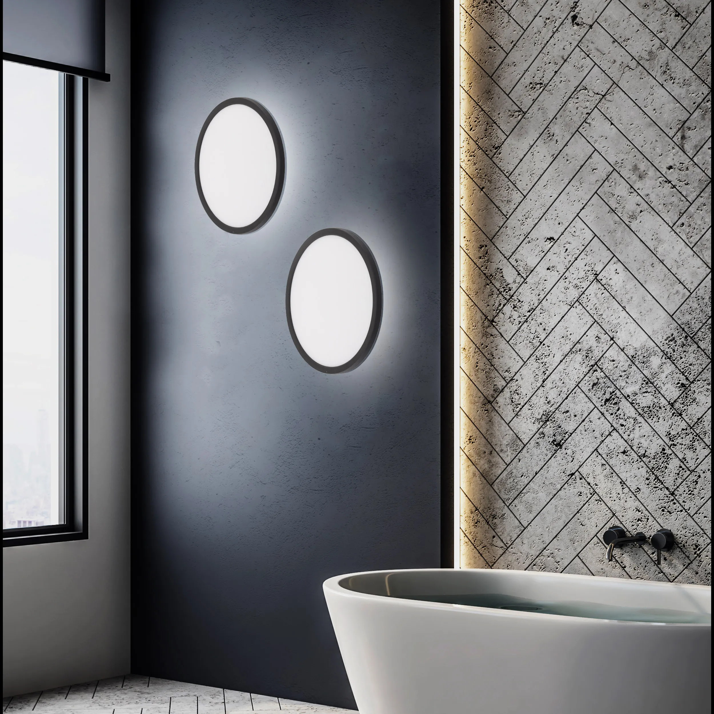 Plafon AQUA MEDIUM LED 36W czarny z białym kloszem okrągły 40x2cm - TK_6903