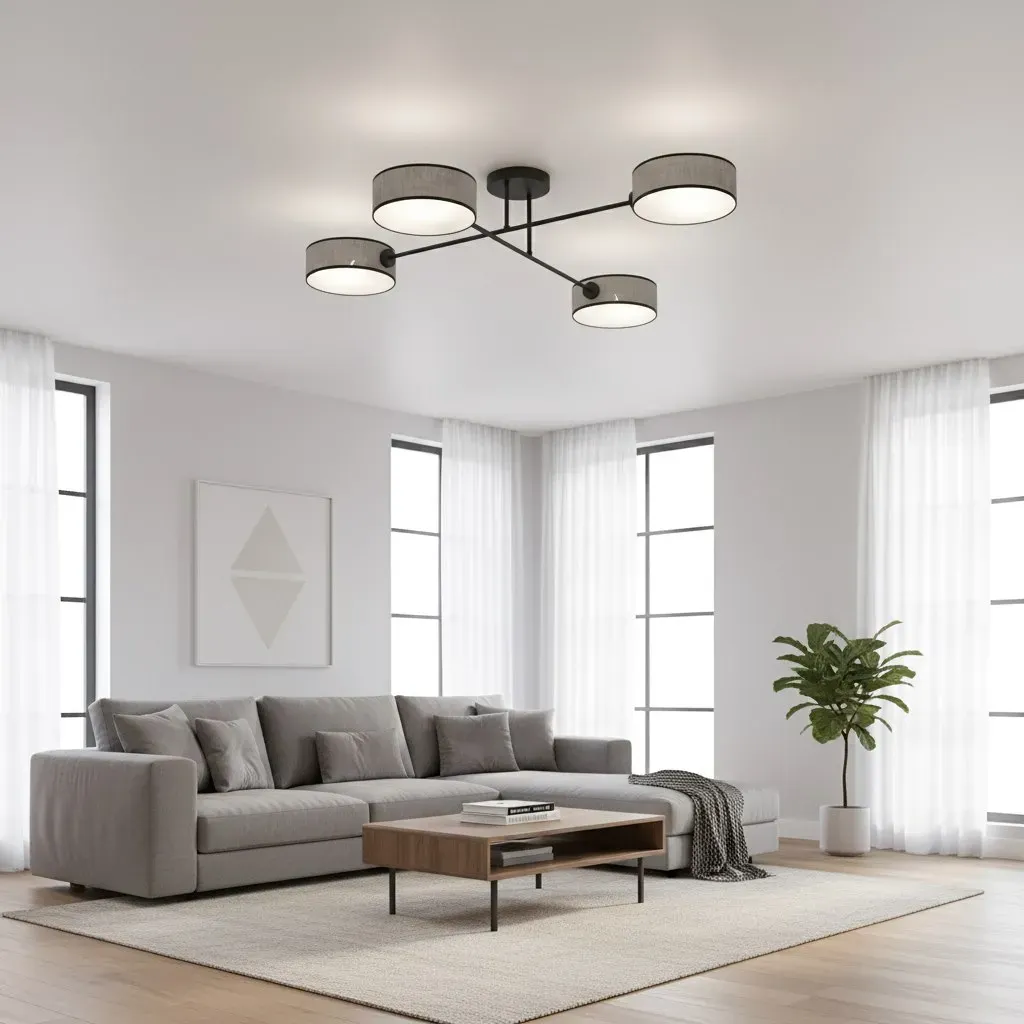 Lampa sufitowa plafon MAGA 4 abażur szara - 1570/4