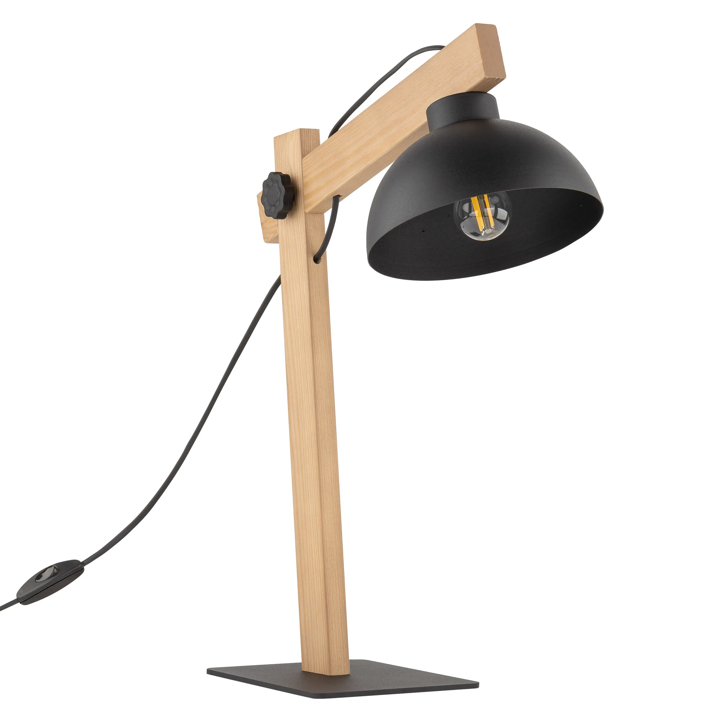 Lampka nocna OSLO czarna sosnowe jasne ramiona 52x42x18cm - TK_5346