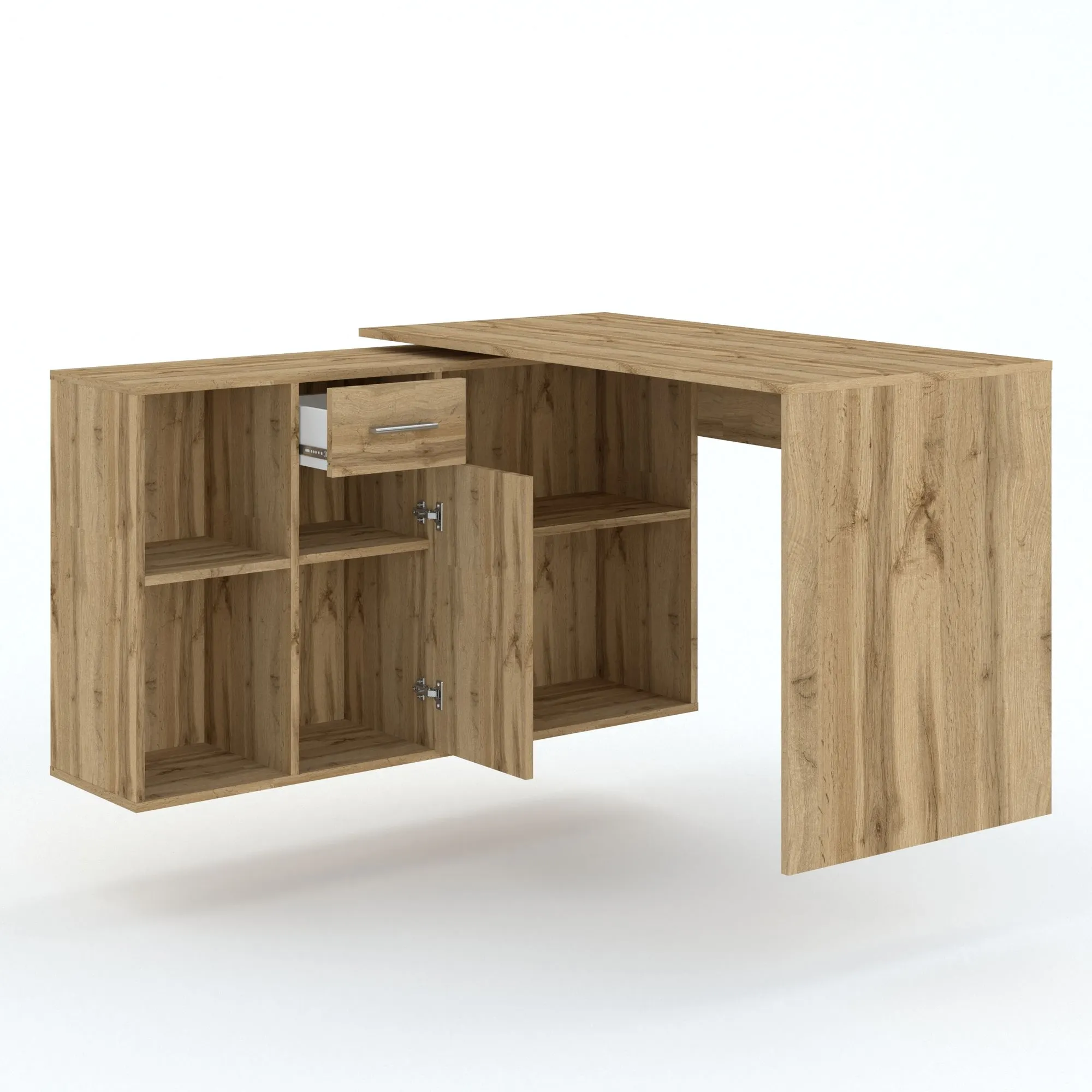 Biurko narożne CARROLL z szafką i szufladą dąb wotan - INT_5002677