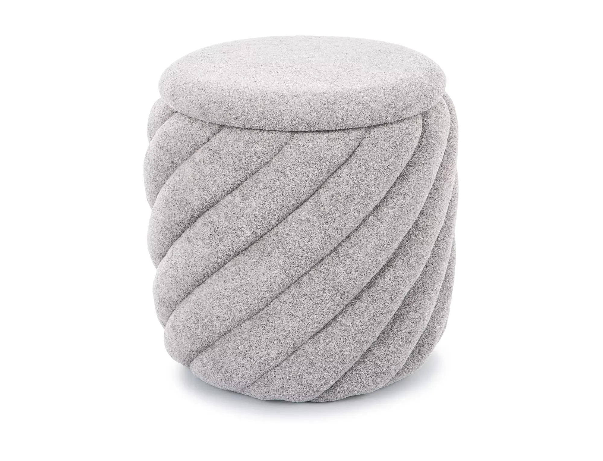Puf okrągły ze schowkiem PELARO 42 cm jasnoszary