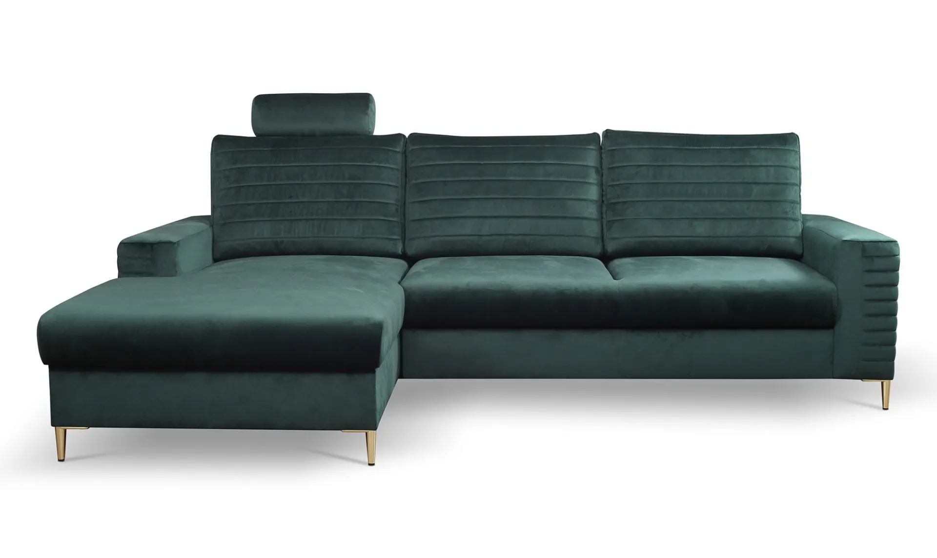 Narożnik rozkładany z pojemnikiem COLLIN VELLUTO 253 cm lewy ciemnozielony - COLILIN_NAR_VELLUTO27_L