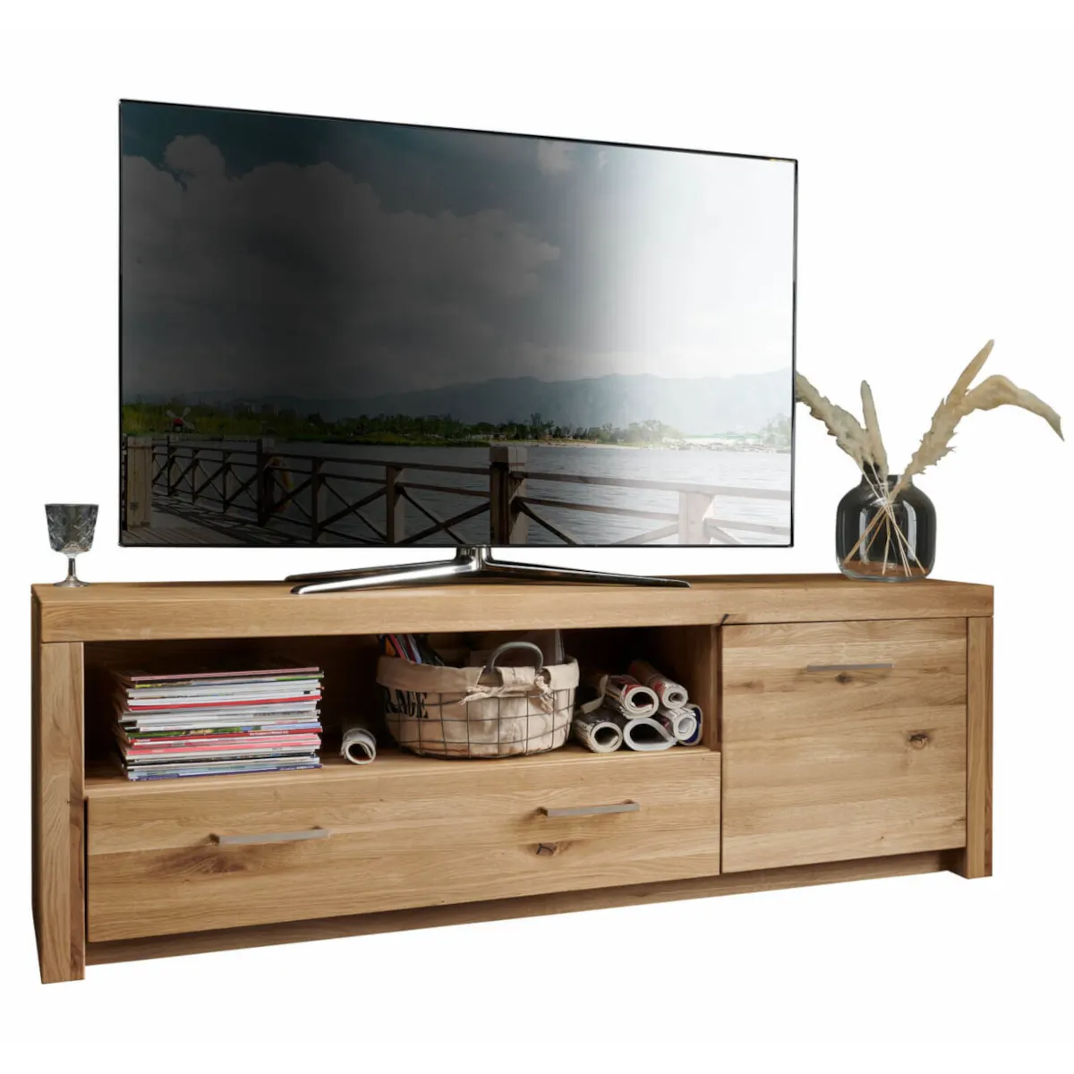 Szafka rtv z szafką i szufladą dębowa DOVE 170x56 - GK_1031691101