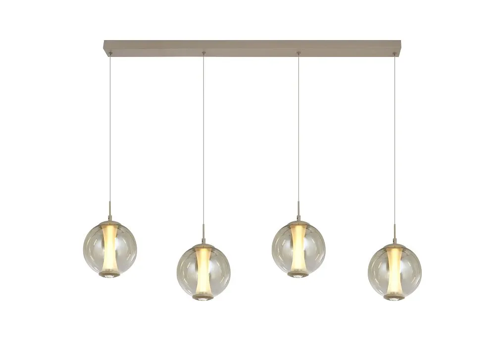 lampa wisząca, kule szklane, 4 źródła światła, sufitowa lampa, metalowy stelaż
