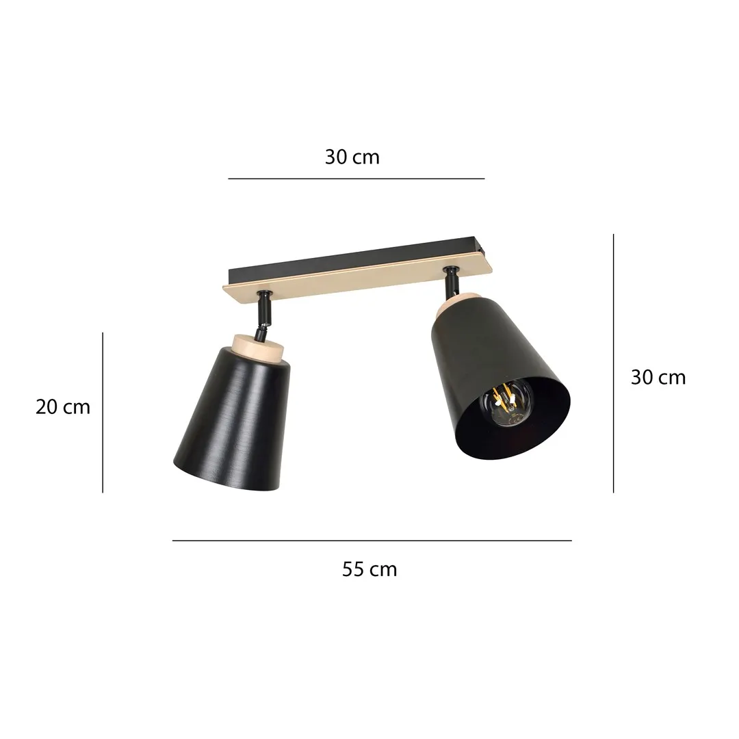Lampa sufitowa ATLAS 2 czarny naturalny — zdjęcie 11