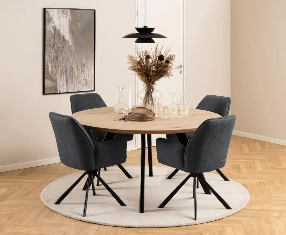 Krzesło obrotowe z podłokietnikami DOMINO Ciemnoszary, Czarny ( zestaw 2 sztuk ) - 0000103738