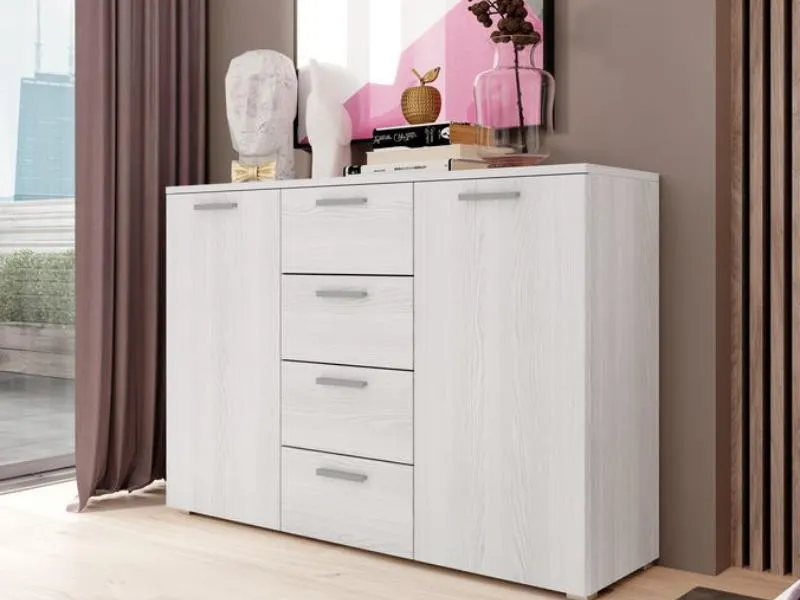 Komoda GALAXY 26 2-drzwiowa z 4 szufladami Abisko ash 132x93x38cm — zdjęcie 3