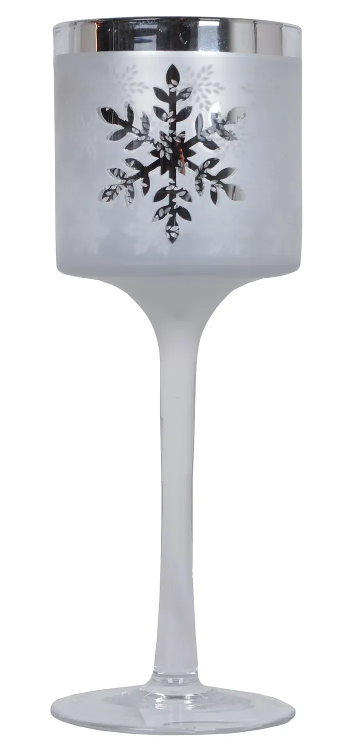 Kielich szklany ZE ŚNIEŻYNKĄ wysoki srebrny Kielich szklany ZE ŚNIEŻYNKĄ wysoki srebrny