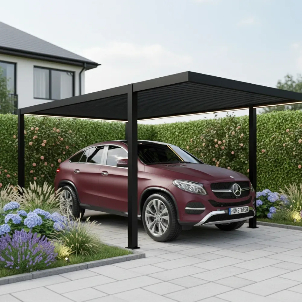 Wiata garażowa CARPORT CLASSIC 5x3x2,5 m LED aluminiowa antracyt — zdjęcie 8
