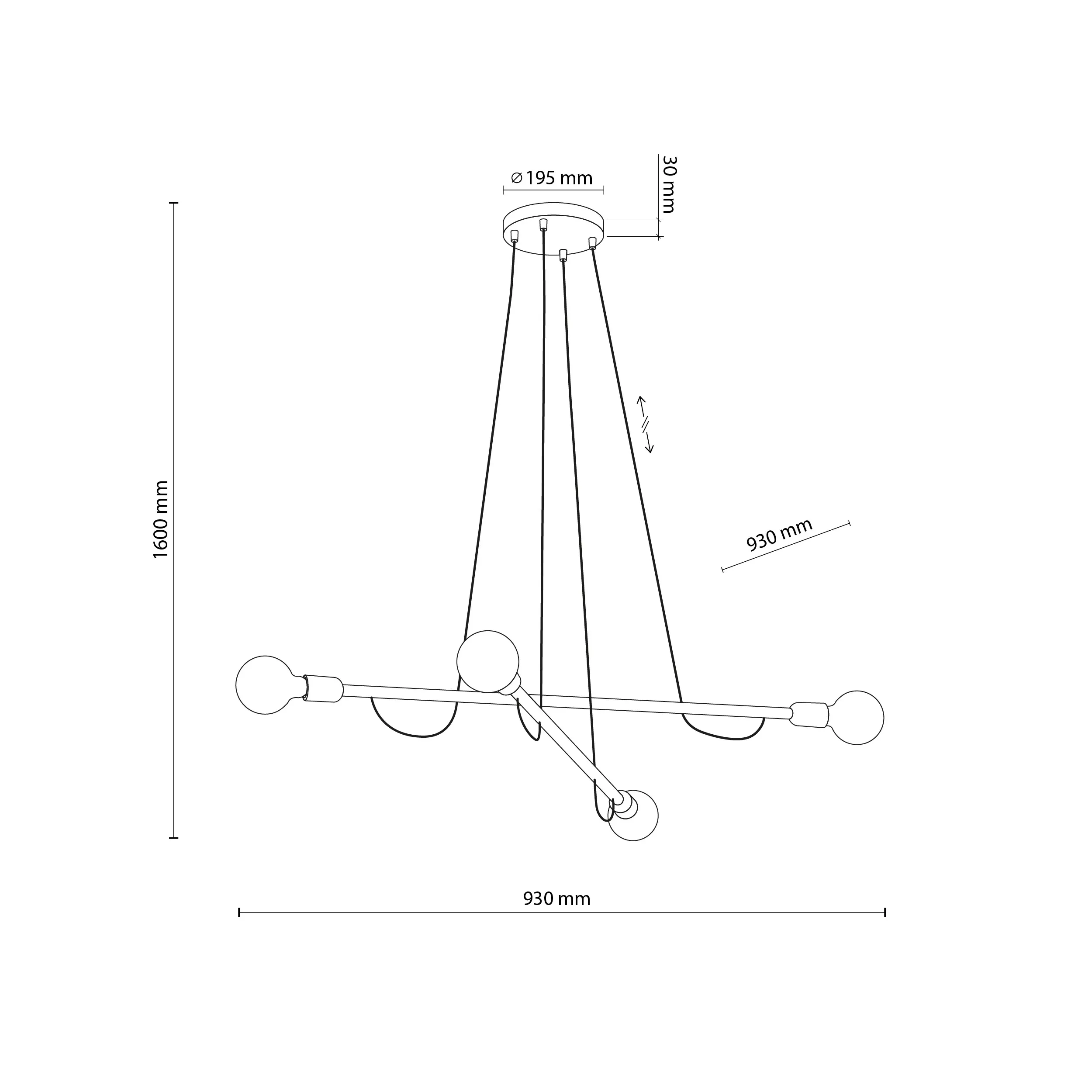 Lampa wisząca HELIX czarna z ciemnymi drewnianymi poprzeczkami z orzecha 130x93cm - TK_4949