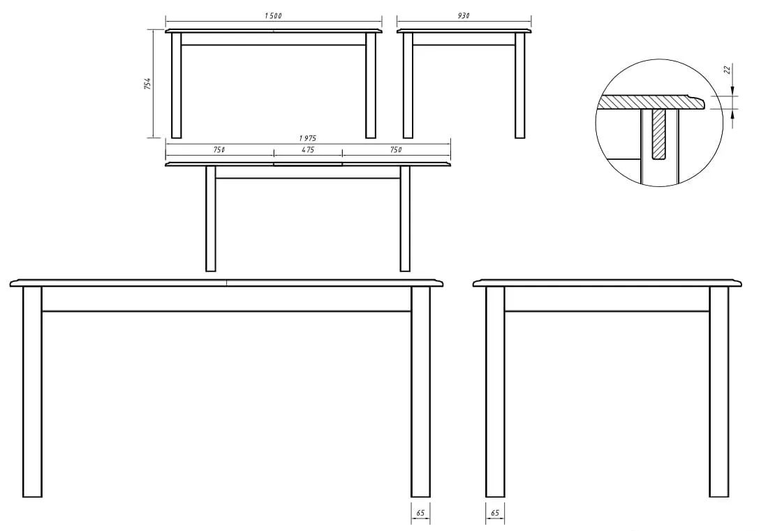 Stół sosnowy BELLUNO ELEGANTE rozkładany 93x(150-197) biały - PL022B