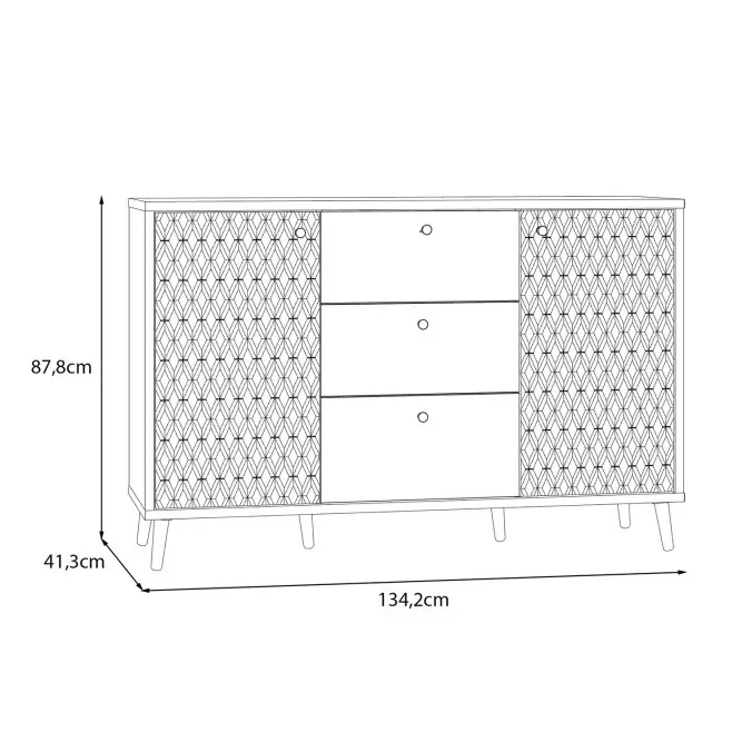 Komoda AKSANA 2-drzwiowa z 3 szufladami - dąb mauvella, biały - AKNK231-M992