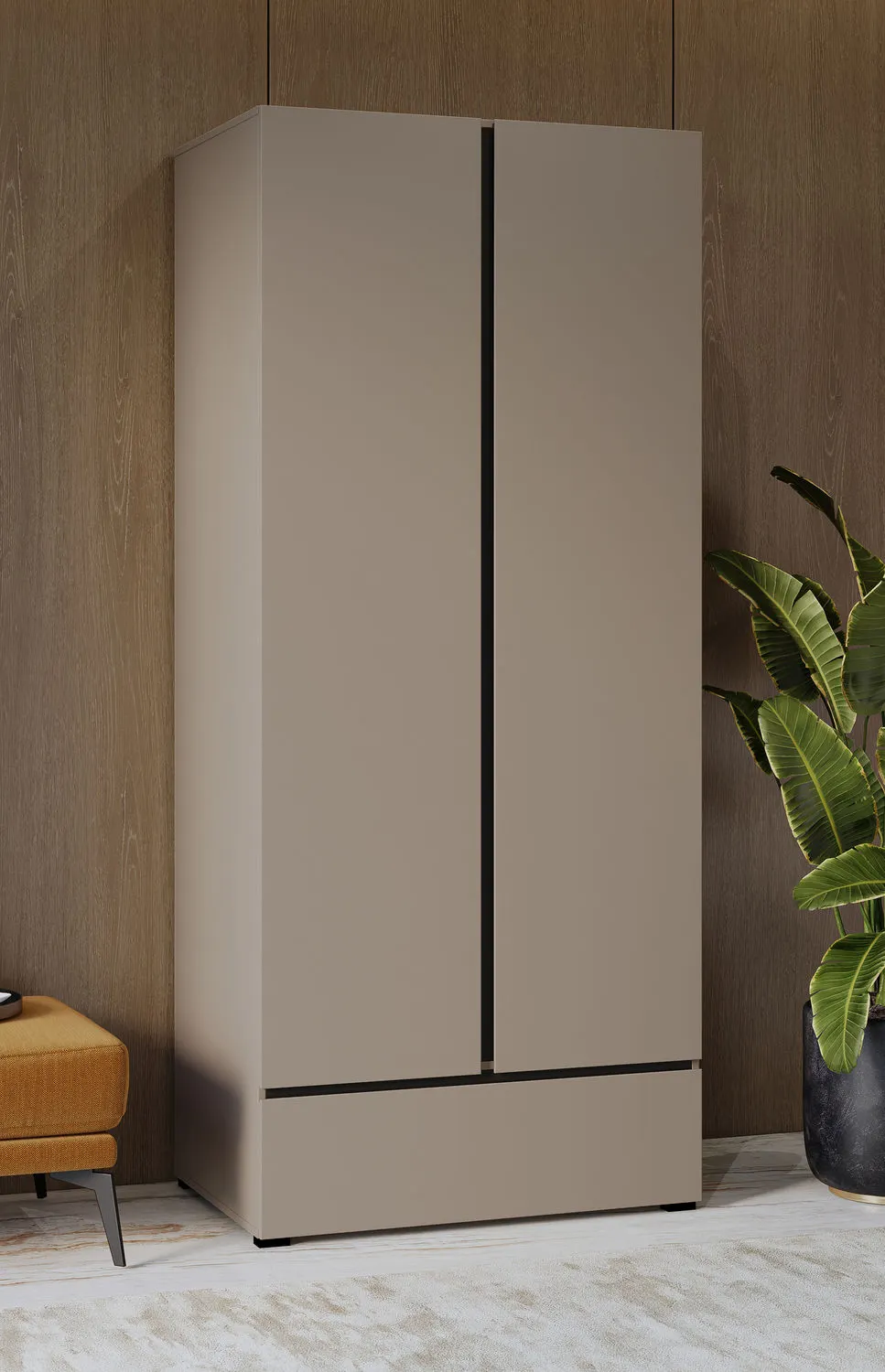 Szafa 2-drzwiowa z szufladą CROSS S 18 congo beżowo-szara - 24CWMY18