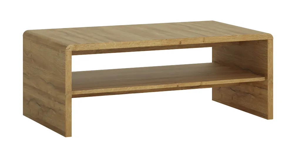 Stolik kawowy z półką CORTINA CNAT02 Dąb Grandson Stolik kawowy, Meble, Tabela, Drewno, Sklejka