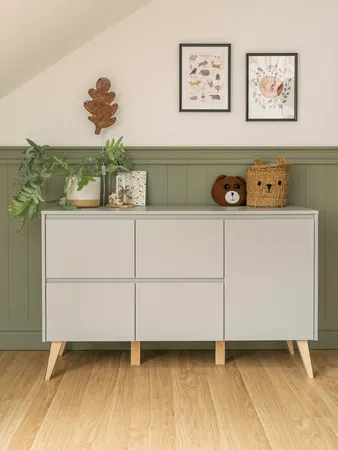 Komoda 1-drzwiowa z szufladami SWING 149 cm szara - PIN_034-024-197