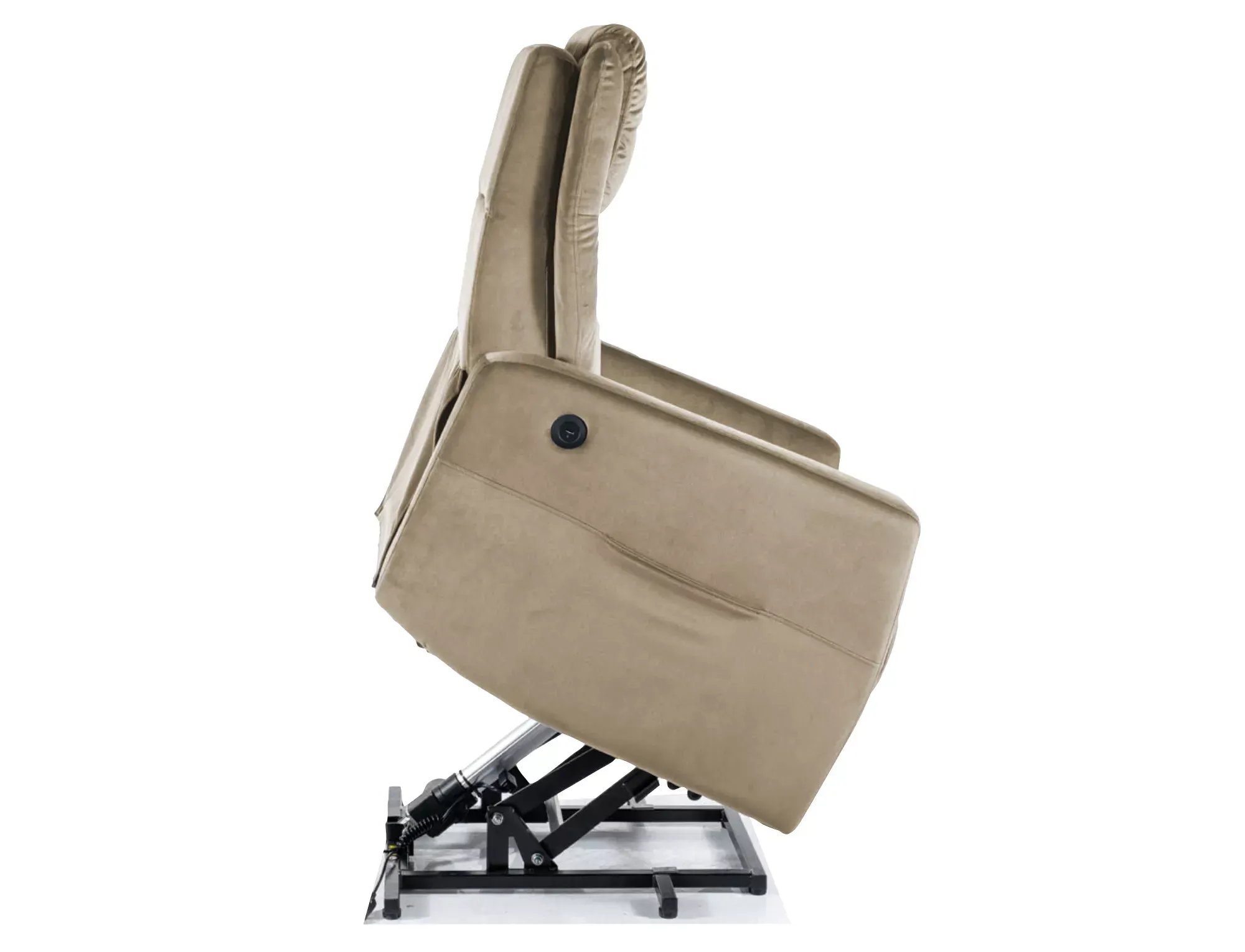 Fotel rozkładany elektrycznie ADONIS Funkcja pionizacji, regulowany zagłówek, USB VELVET ciemny beż 40 - ADONISVCBE