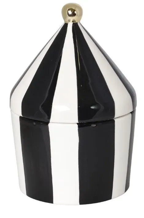 POJEMNIK ceramiczny na ciasteczka W PASKI mały biało-czarny