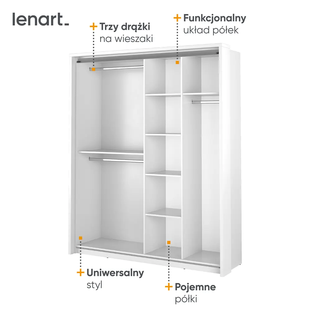 Szafa 2-drzwiowa z lustrami ARTI AR-17 180cm biała - AR17BI