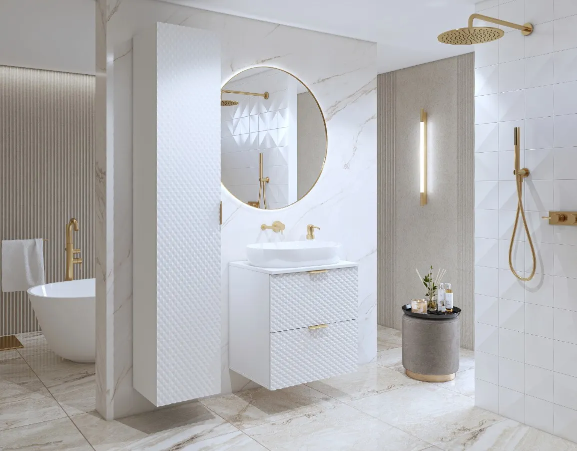 Słupek wysoki 1-drzwiowy LAURA wiszący 186 cm - biały - 3097NM17