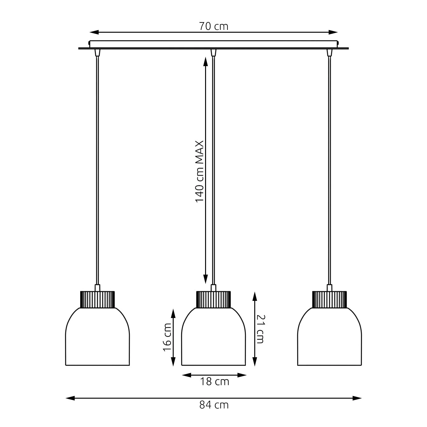 lampa wisząca, pendant light, kinkiet, maks. 140 cm, metalowy klosz