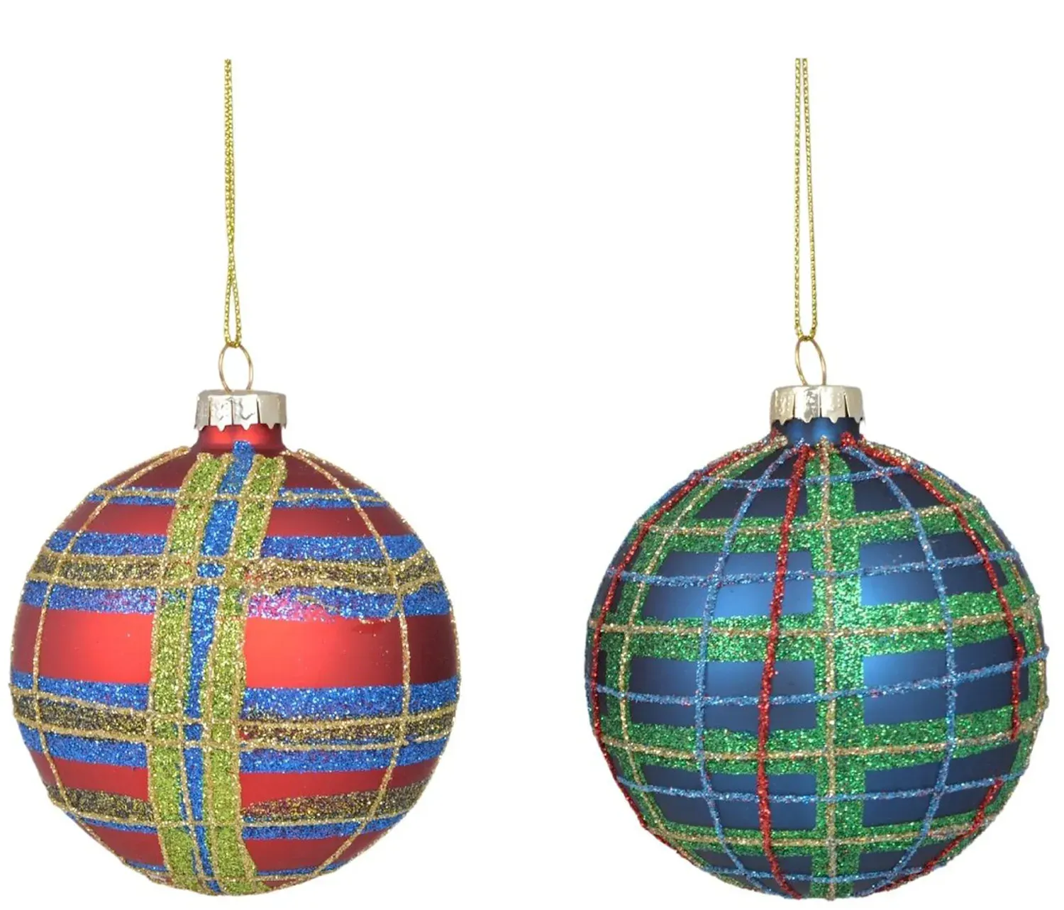 Bombki szklane 12 sztuk niebiesko-czerwone brokat Bombki szklane 12 sztuk niebiesko-czerwone brokat