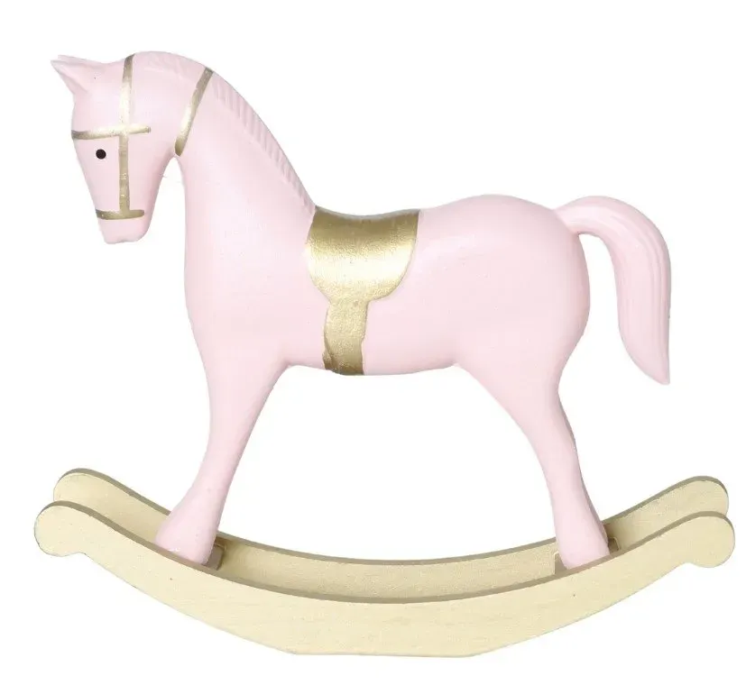 Koń na biegunach drewniany ŚREDNI 3245 różowy