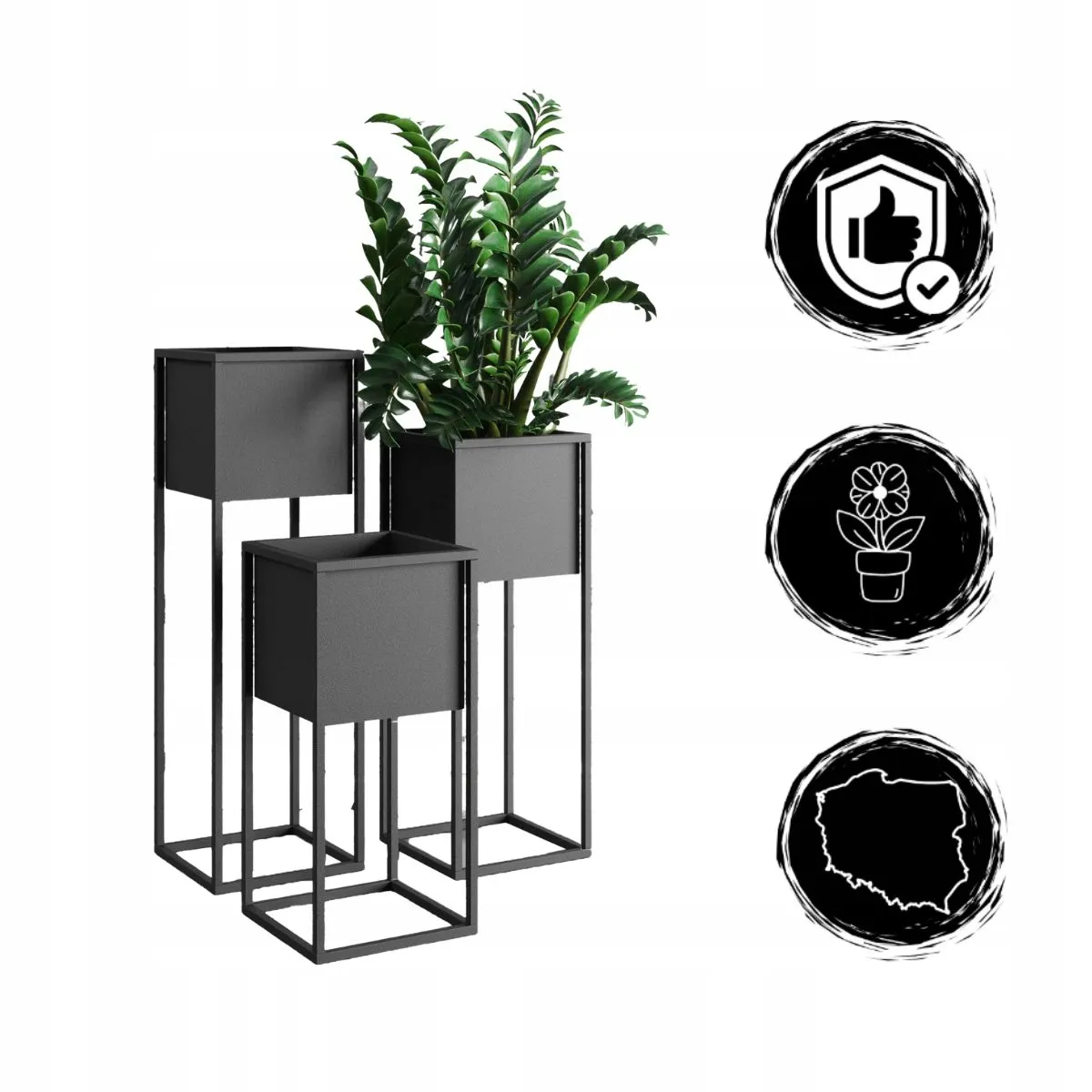 DONICZKA-osłonka na donice metalowa MONACO M czarna - LD_TZ000033