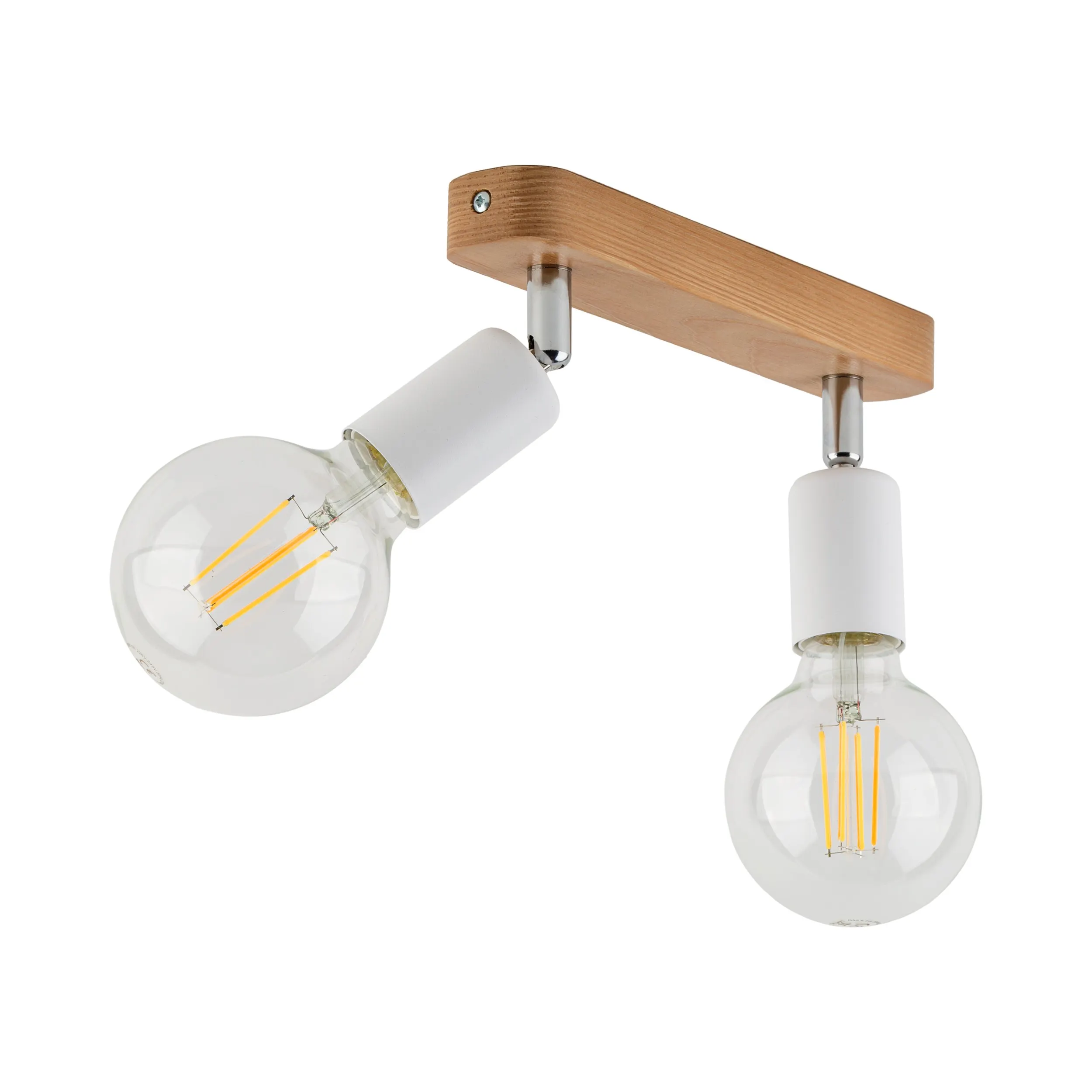 Lampa SIMPLY sufitowa biała z chromowanymi elementami na drewnianej ciemnej listwie regulowana 33x15cm - TK_4747