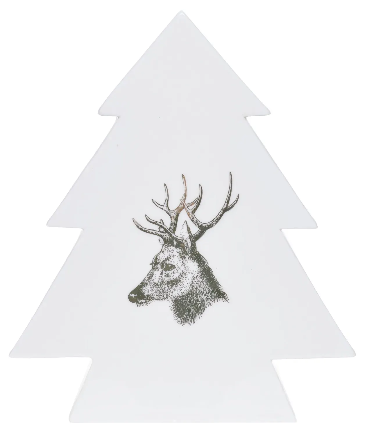 Porcelanowa CHOINKA Z RENIFEREM duża biała