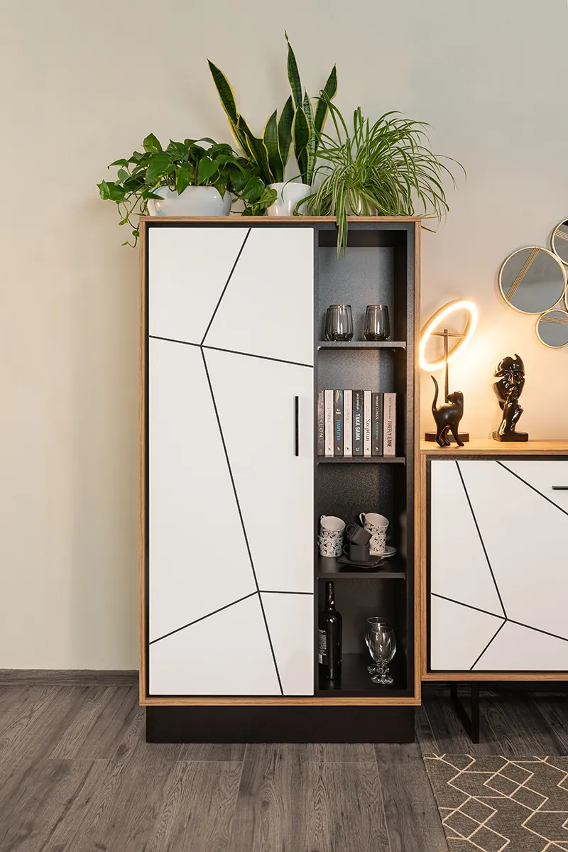 BROLO BROR01 REGAŁ 1D DĄB CATANIA /CZARNA PERŁA/MDF BIAŁY HG - 6000000005528