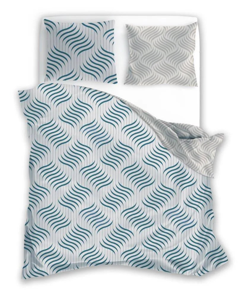 Pościel komplet PURE COTTON 008 bawełna 160X200+2x70X80 niebieski Poduszka, Wystrój domu, Koc, torebka