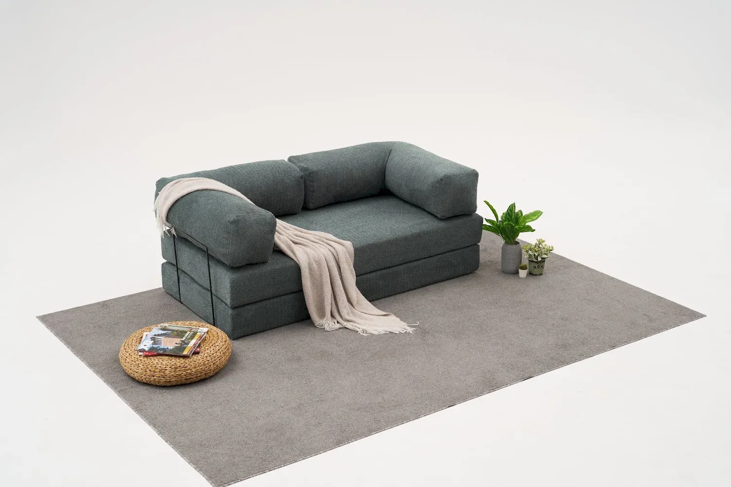 Sofa 3-osobowa rozkładana COMFORT zielona - ASI_825BLC5219