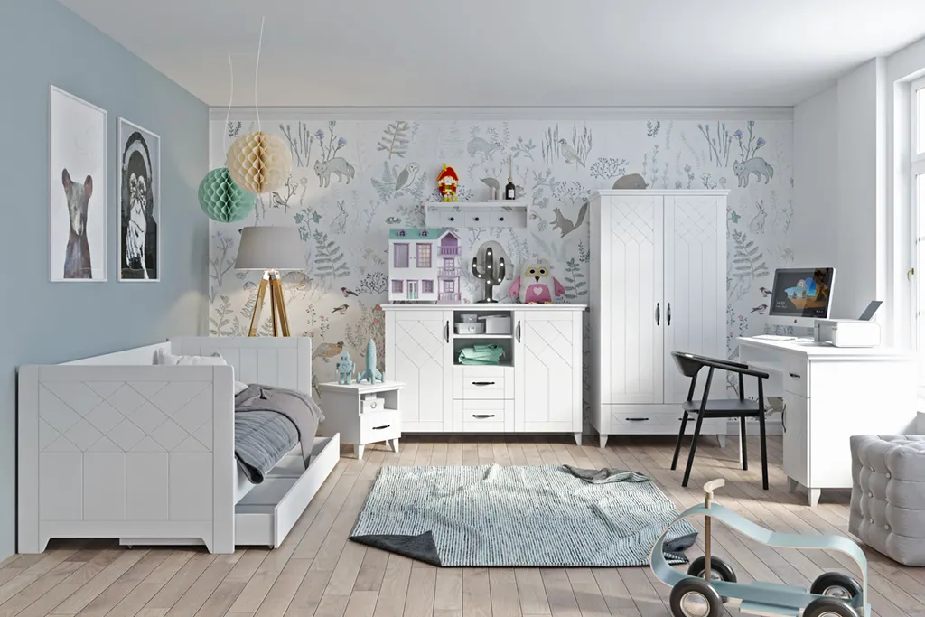 Biurko z szafką i szufladą CLASSIC 120 cm białe - BAN_CLA-11