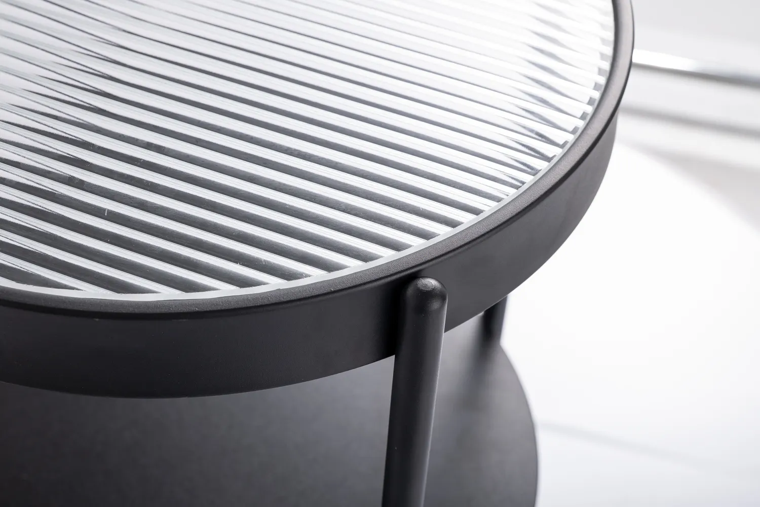 Stolik kawowy owalny z półką LAGUNA B BIAŁY/CZARNY 110X50 - LAGUNABBC