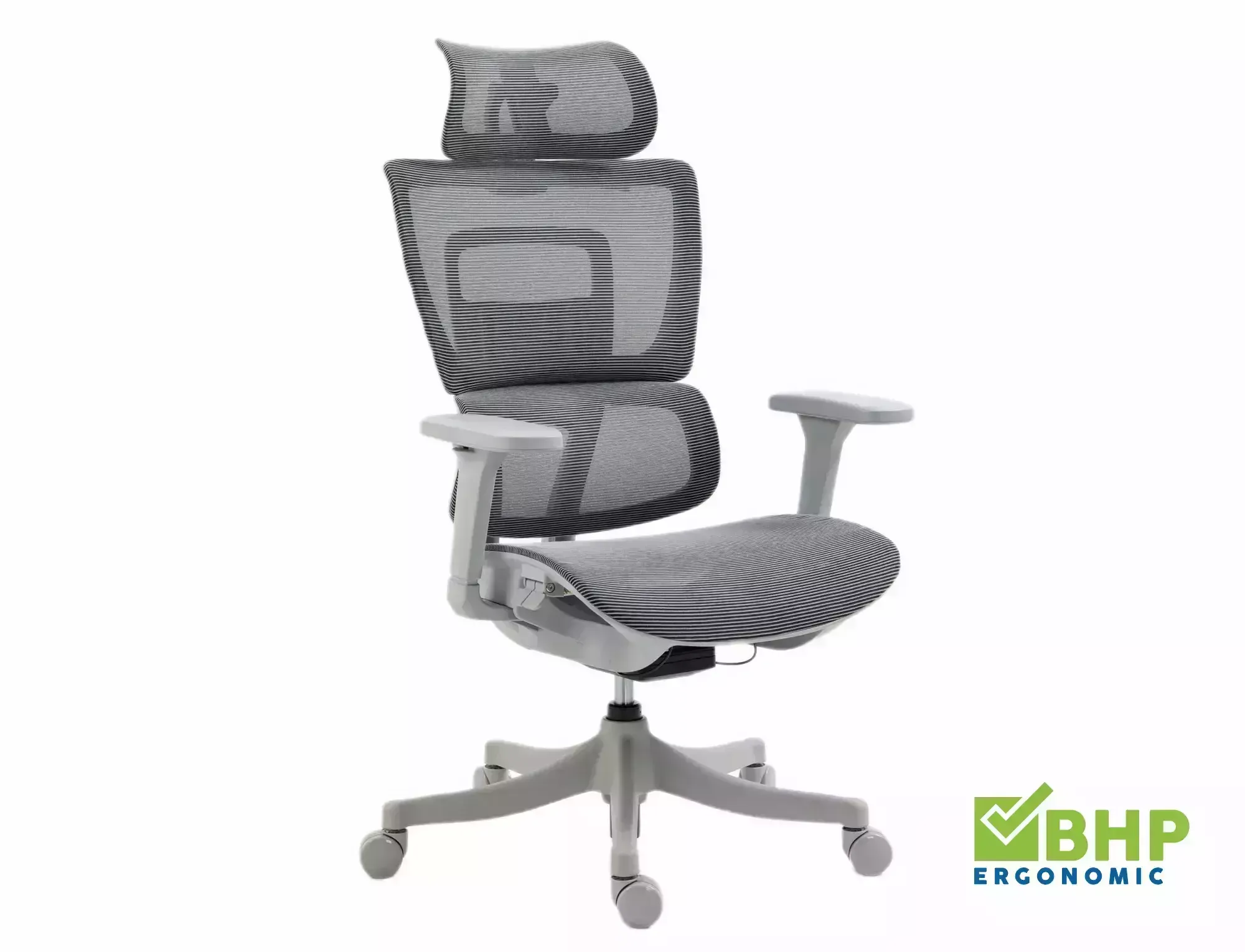 Fotel obrotowy biurowy WINNER z zagłówkiem ergonomiczny szary