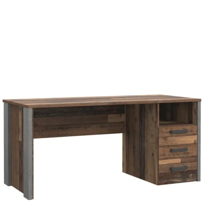 Biurko z 3 szufladami CLIF 70x160 cm - old wood vintage, beton Meble, Tabela, Biurko, Ławka, Komputer