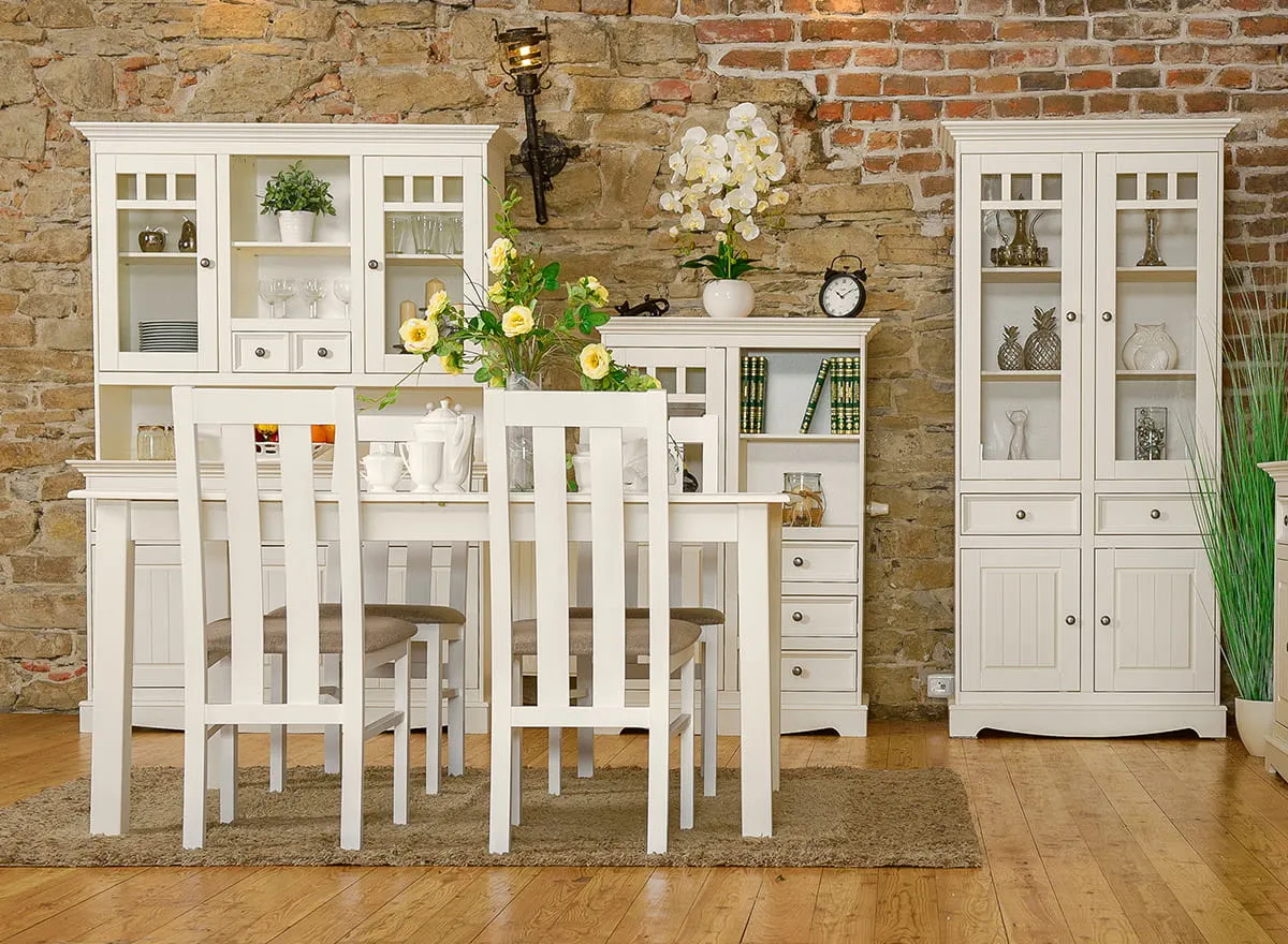 Stół sosnowy BELLUNO ELEGANTE rozkładany 93x(150-197) biały - PL022B