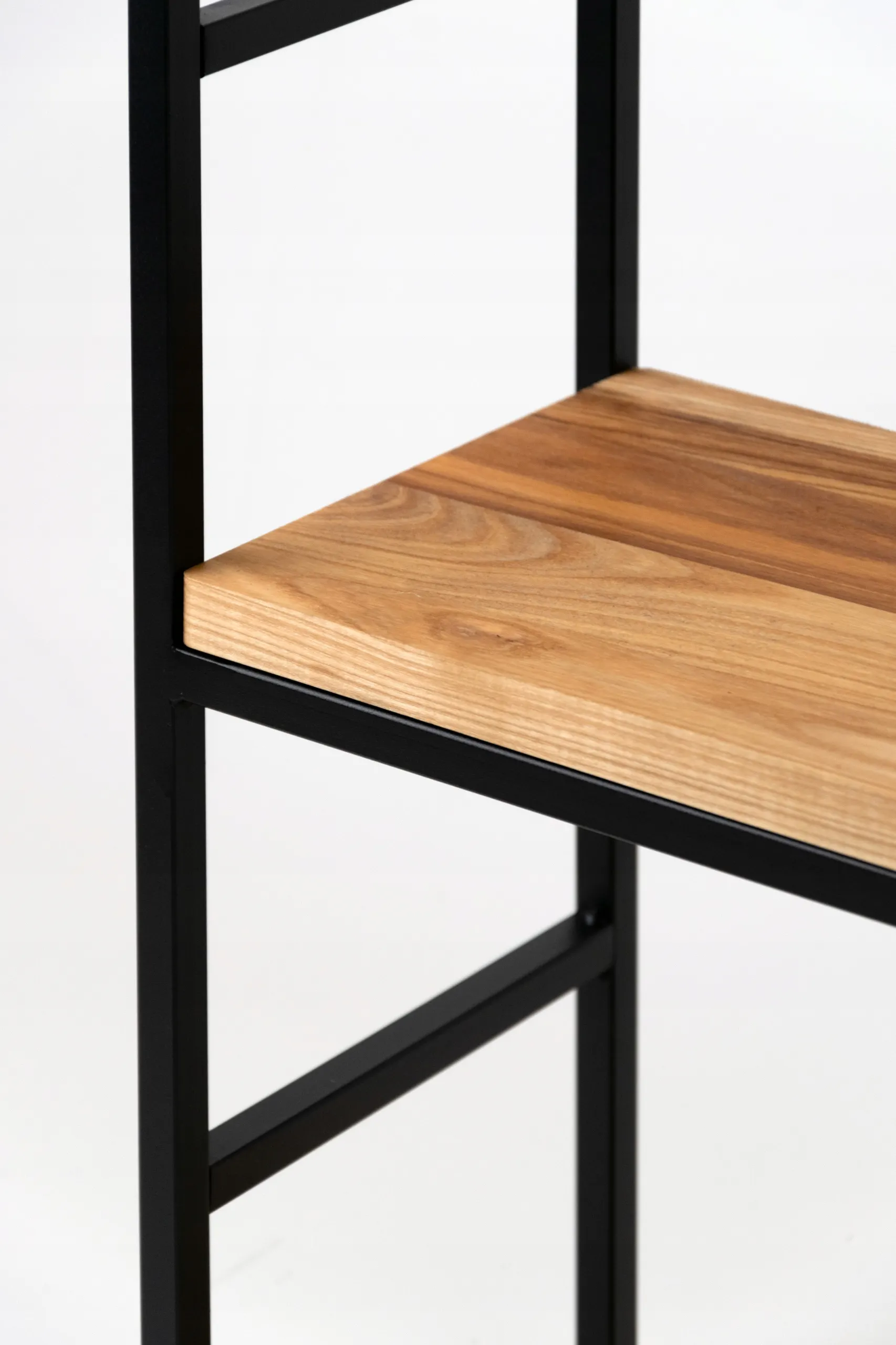 Kwietnik z regałem LYON S 90x23x90 metal drewno czarny naturalny - LD_TZ000051