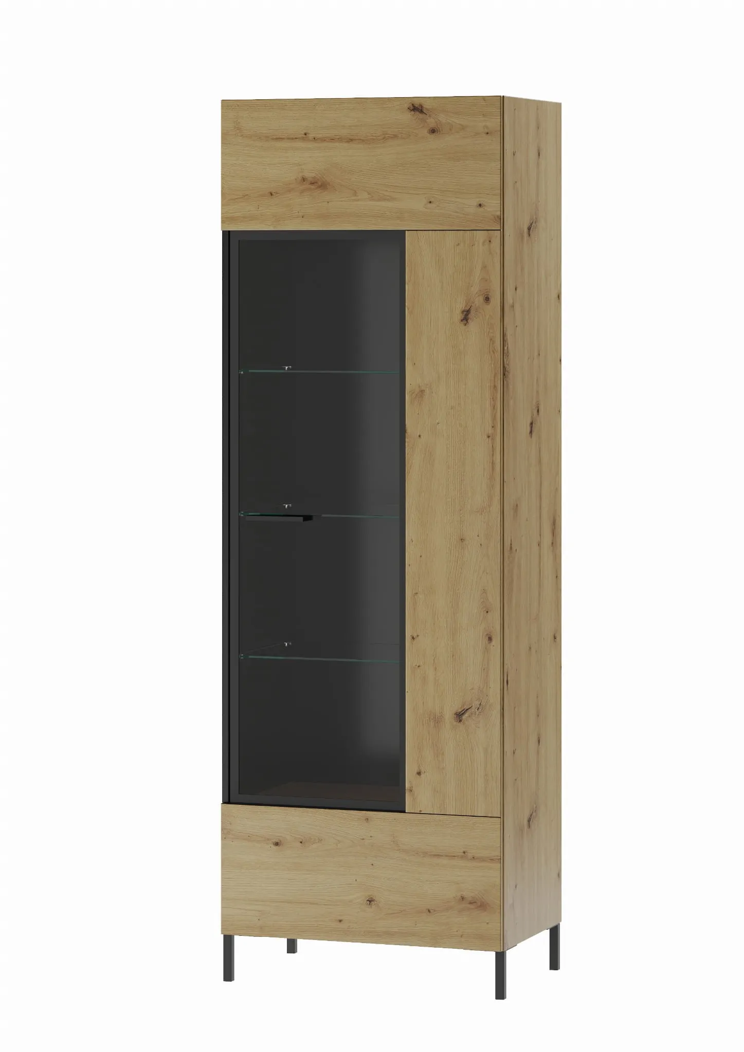 Witryna LUCAS 10 dwustronna jednodrzwiowa dąb artisan czarna 193x65x42cm - TH-100-1445