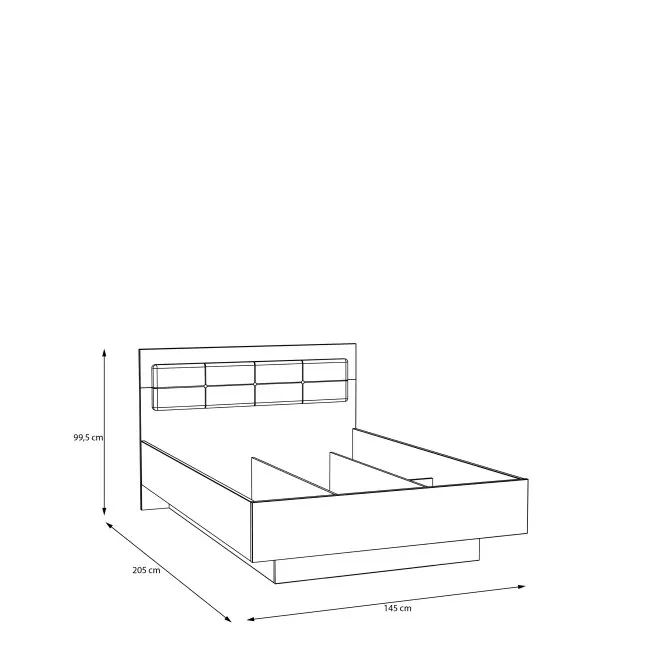 Łóżko ze stelażem BADERNA 140X200 - dąb mauvella, czarny - BDNL1142-M635