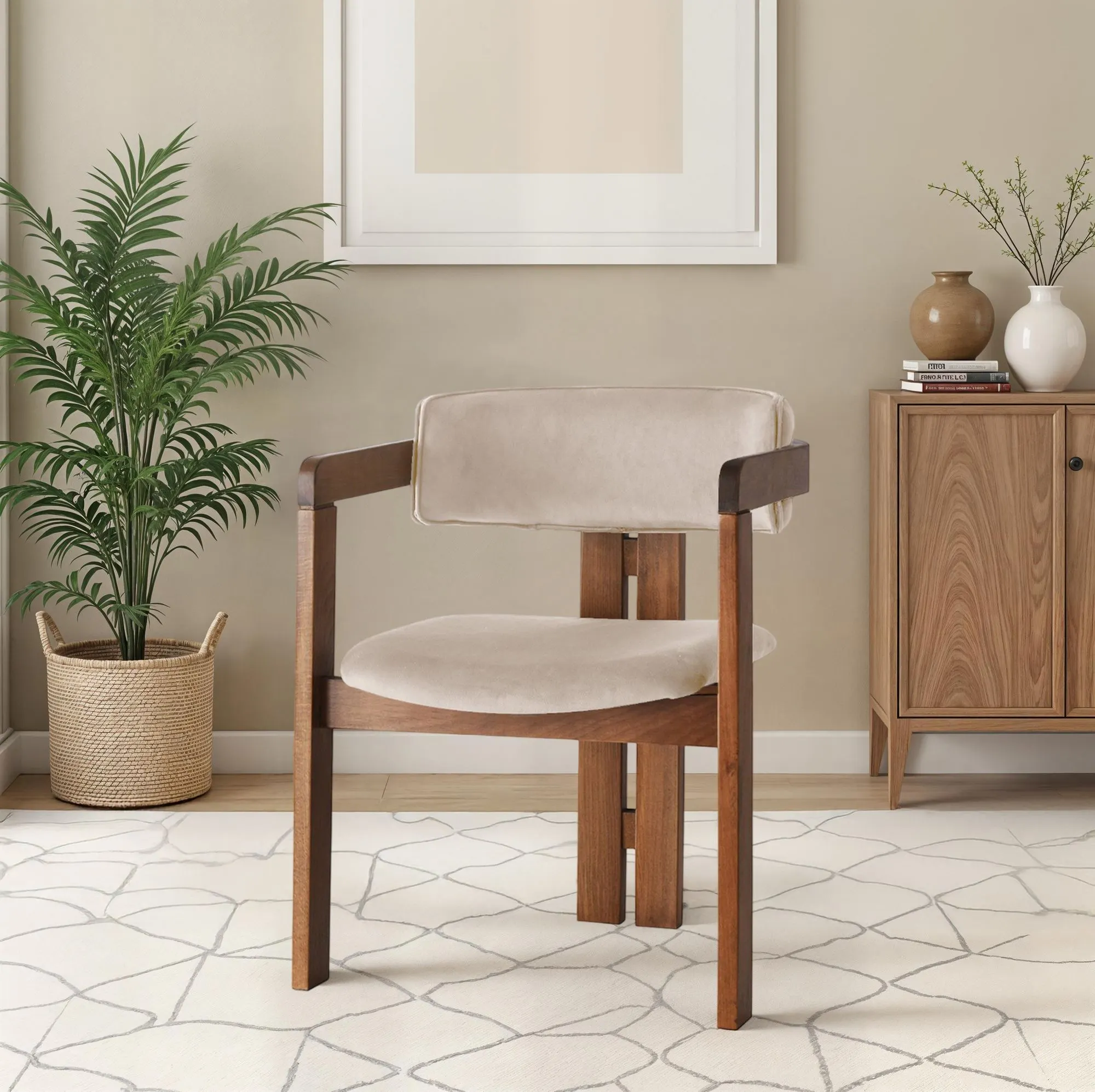 Krzesło drewniane z podłokietnikami CO - 013 orzech beżowe - ASI_974NMB1744