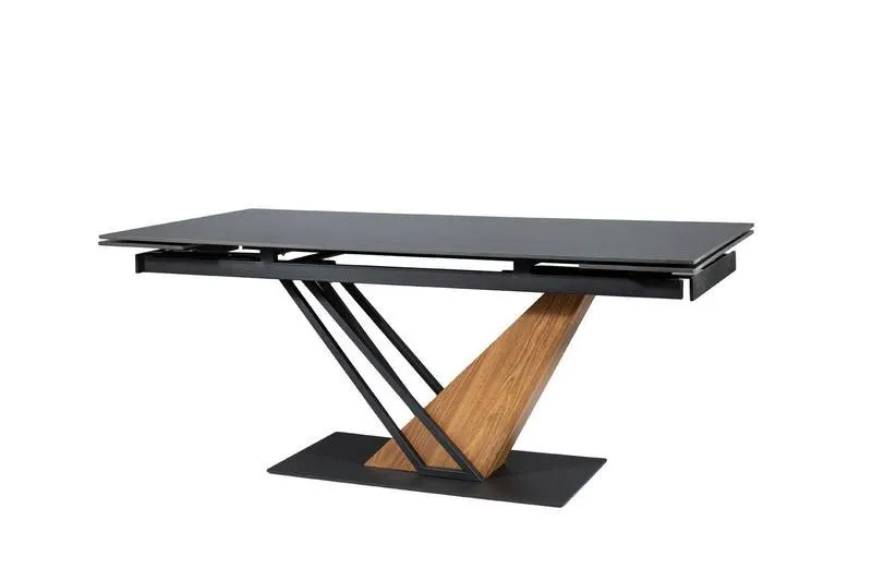 Stół rozkładany ceramiczny blat GENESIS 90x180-240 czarny efekt marmuru stelaż jesion czarny mat - GENESISCCJ180