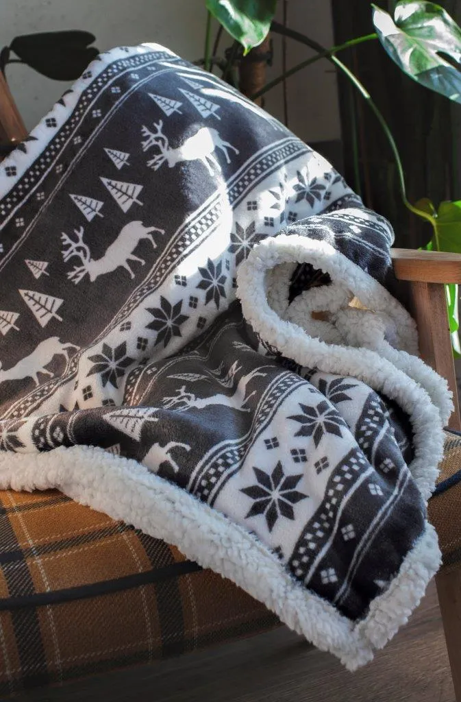 Koc świąteczny dwustronny SACO 127x152 popielaty - FARO_5907750597987