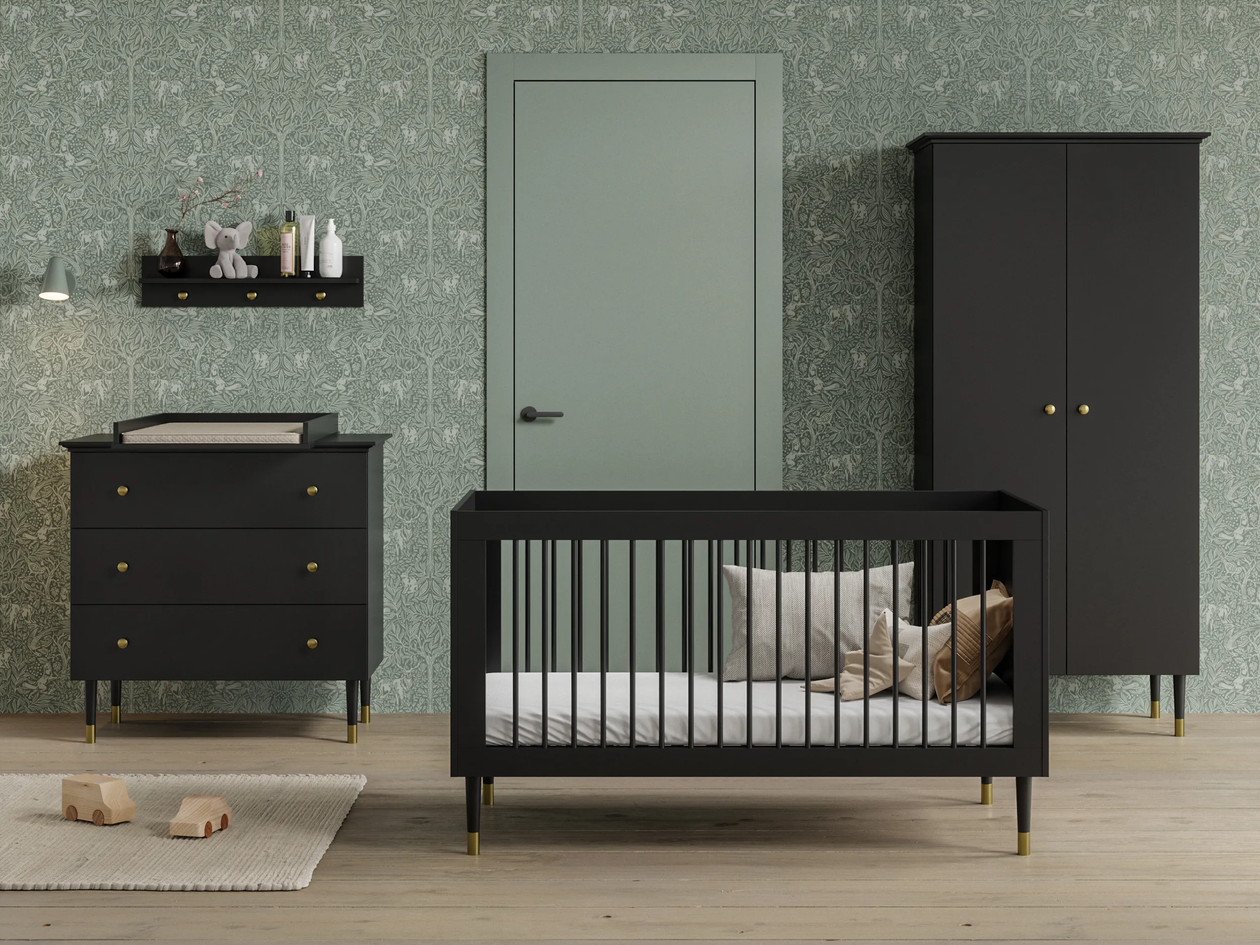 Półka ścienna z haczykami CLEO 74 cm czarno-złota - BAN_CLE-4