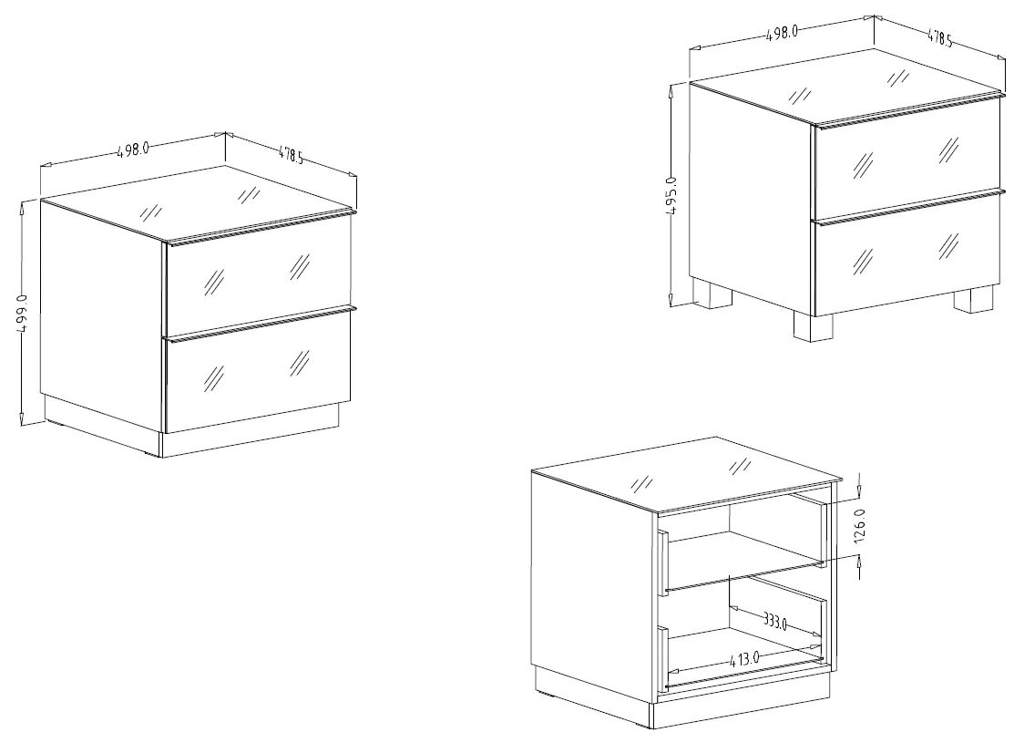 Komoda RTV HELIO 38 mała czarna 50x48cm - 24WWJW38