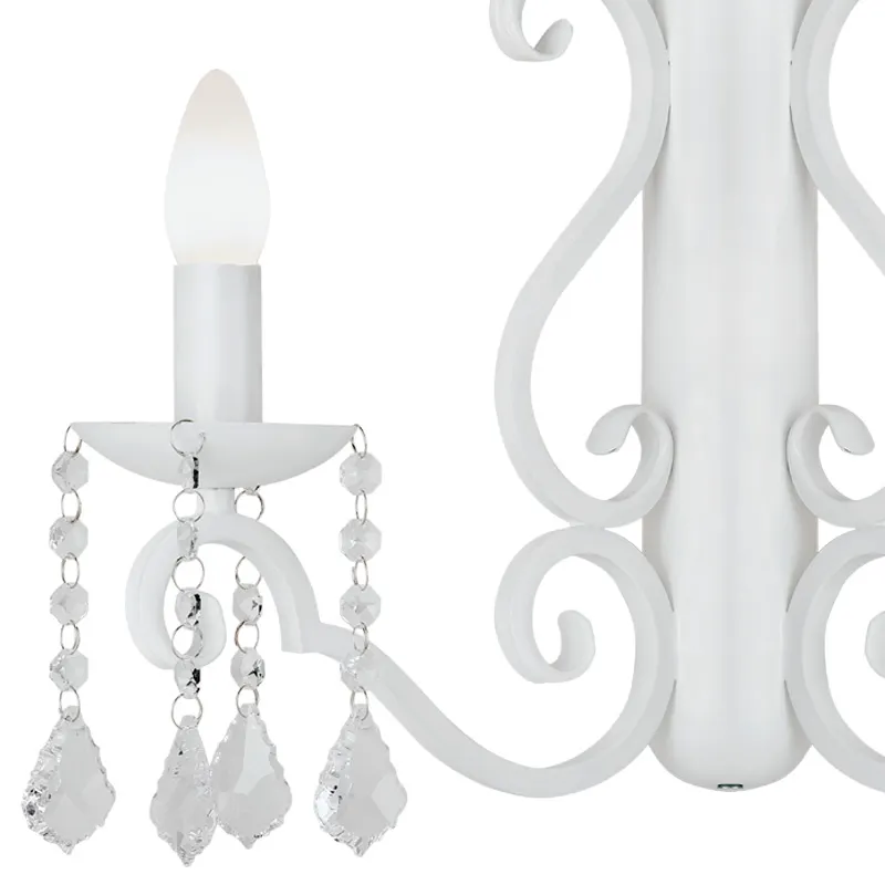 Kinkiet DIADEMA metalowy biały z kryształami - 7183