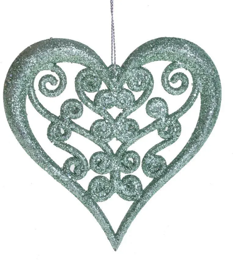 Zawieszka SERCE Z BROKATEM miętowe Zawieszka SERCE Z BROKATEM miętowe