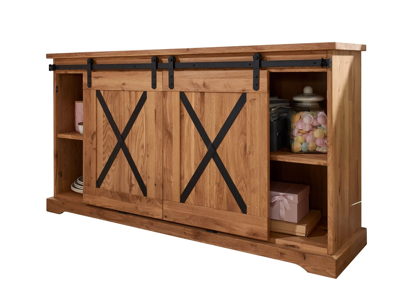 Komoda dębowa TIDY 2-drzwiowa z 3 szufladami 150x83 dąb olejowany - GK_1034240401