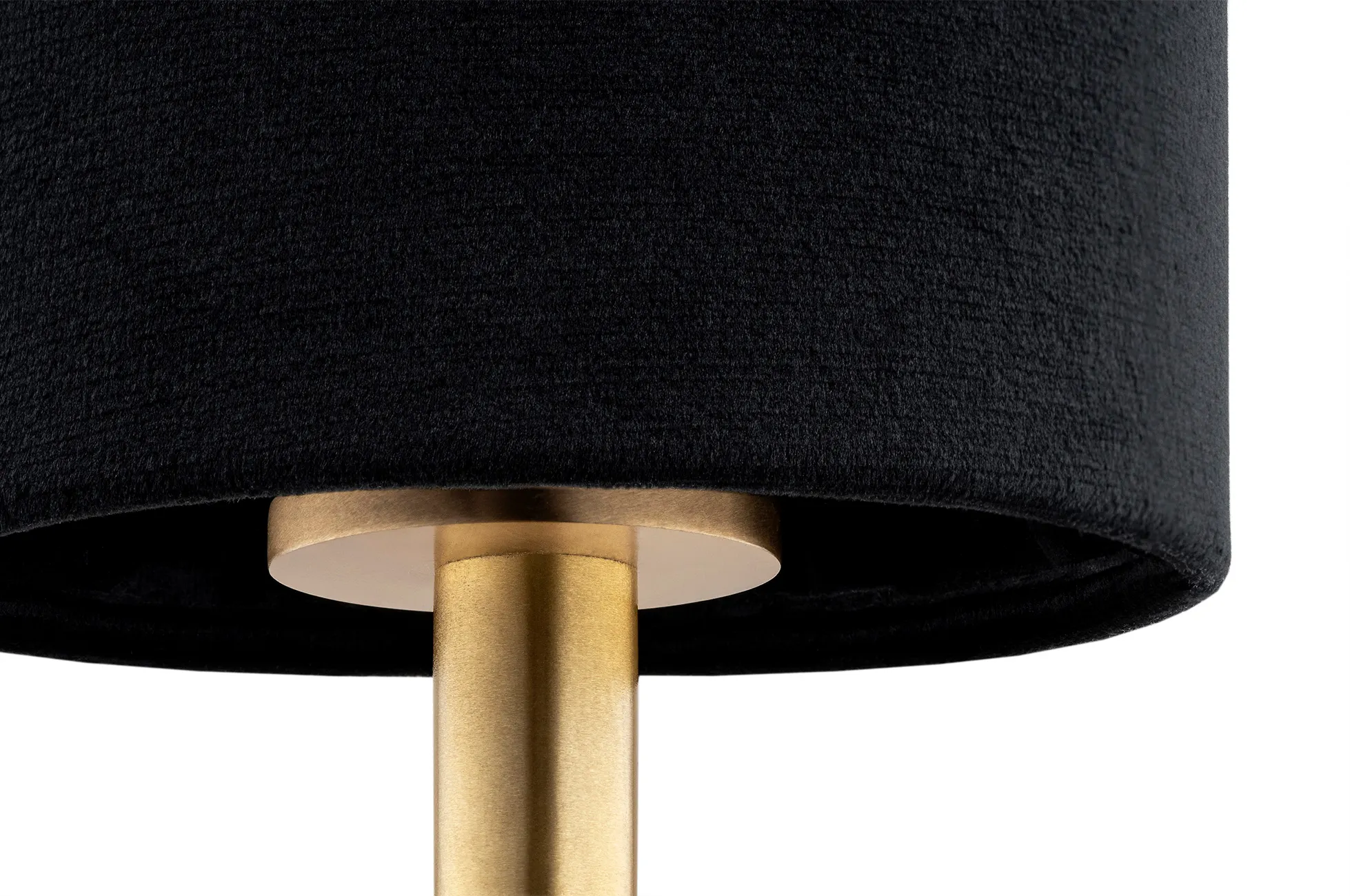 Lampa stołowa ABRUZZO metalowa mosiądz szczotkowany czarny walcowaty abażur 37x12cm - 8031